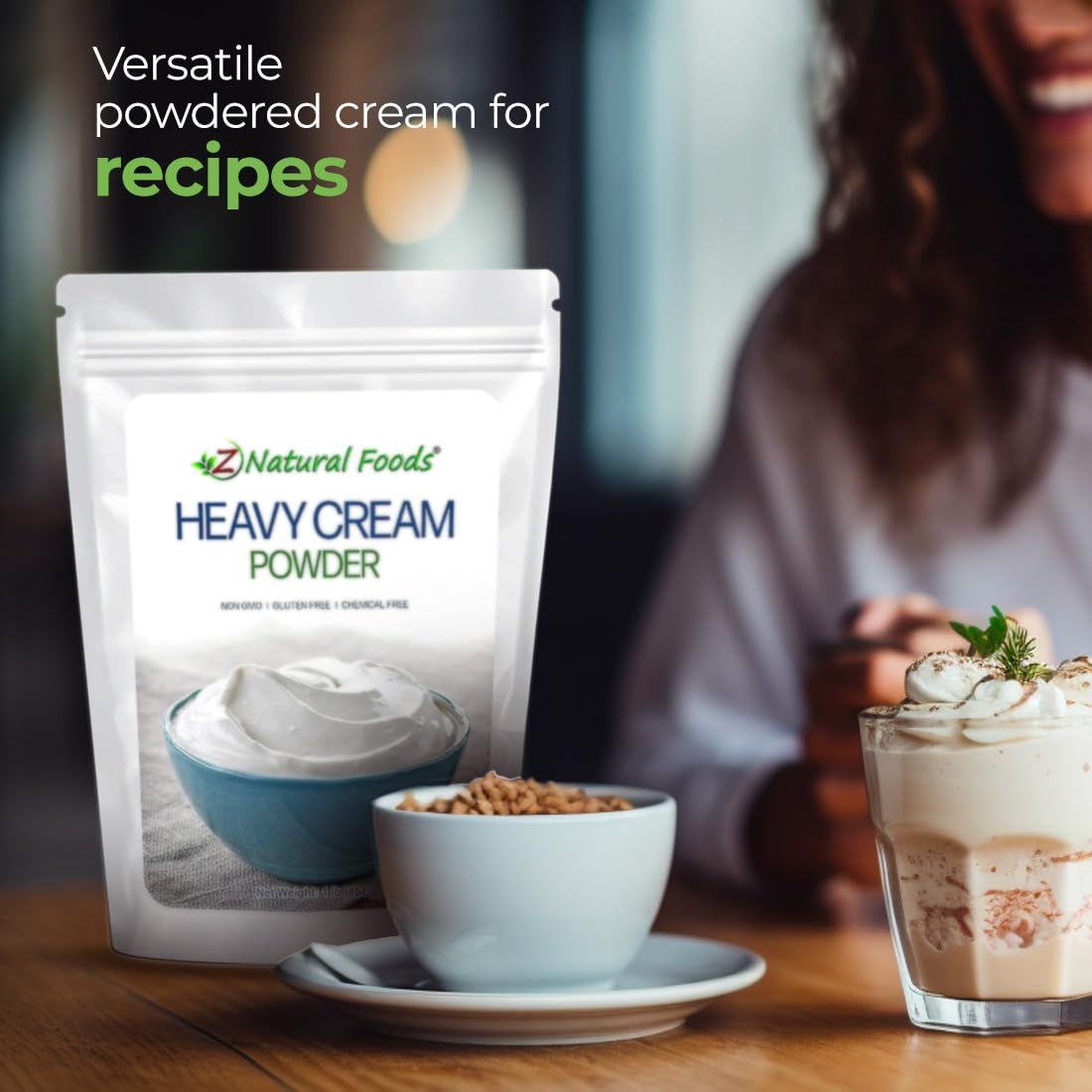 Z Natural Foods Heavy Cream Powder NutrientRich Delicious Dry Cream with a Durable Shelf Life Perfect for Coffee Cake Dessert and Recipes KetoFriendly NonGMO GlutenFree Kosher 1 lb