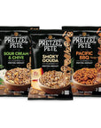 Pretzel Pete Variety Pack Seasoned Pretzel Medley Sour Cream Chive Smoky Gouda Pacific BBQ NutFree and SesameFree Snack Small Batch Bold Flavor 95oz Pack of 3