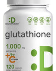 Glutathione Supplement 1,000mg Per Serving - Plus Vitamin C 500mg - 120 Capsules