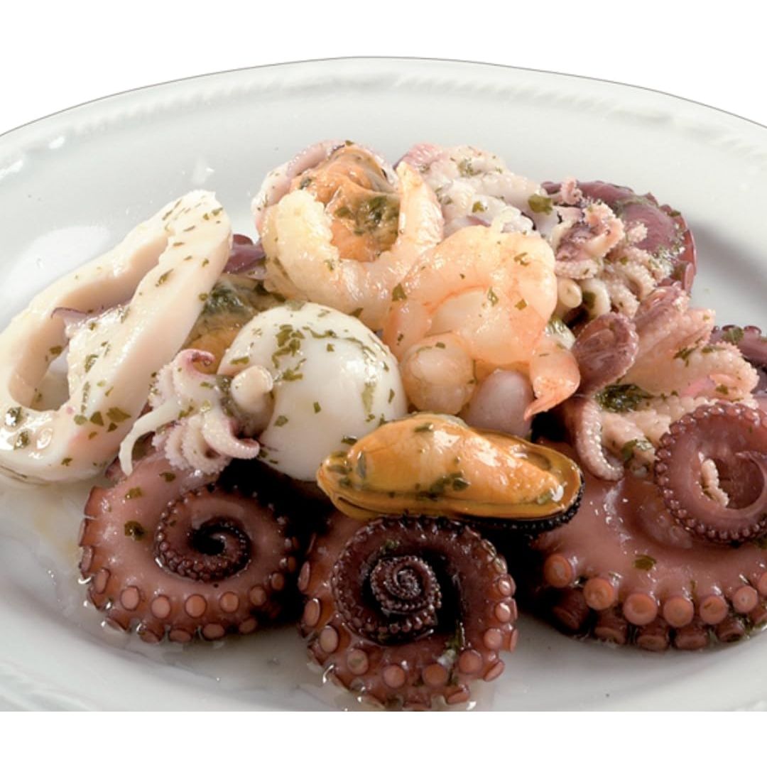 Renna Seafood Salad 1058 oz Fresh Packed in Italy  Italian Delicacy with Squid Octopus Cuttlefish Shrimp and Mussels in Sunflower Oil