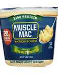 Muscle Mac Microwavable Macaroni  Cheese Cups Aged Sharp White Cheddar Made With Real Cheese and Butter from GrassFed Cows 36 oz Pack of 12