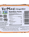 Organic Breath Mints by VerMints GingerMint Flavor All Natural NonGMO Nut Free Gluten Free Vegan KSA Kosher Pack of 6 141oz Tins