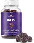 BeLive Iron Gummies - Multivitamin Iron Supplement with Vitamin C, A, B & Zinc, Supports Blood Oxygen, Vegan Iron Supplements for Women, Men & Kids for Growth and Development - Grape Flavor | 1-Pack