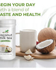 CAcafe Coconut Tea Coconut Infused Green Tea Creamy Drink Mix Make Iced or Hot Packed with Antioxidants Natural Energy and Stress Relief 1905oz