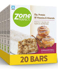 ZonePerfect Protein Bars | 15g Protein | 18 Vitamins & Minerals | Nutritious Snack Bar | Cinnamon Roll | 20 Bars