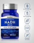 Piping Rock NADH Supplement | 20mg | 60 Capsules | with Coq10 | Mega Strength | Non-GMO, Gluten Free Supplement