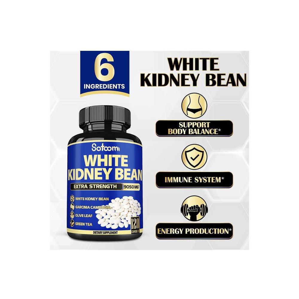 6in1 White Kidney Bean Extract Capsules 9050 Mg - with Garcinia Cambogia, Olive Leaf, Green Coffee Bean &amp; More - Energy, Immune Support &amp; Body Form Management for Women &amp; Men - 120 Count - Whlsome - Olive Oil