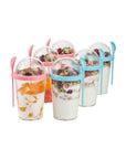 6pack of Chefs Path Overnight Oats Containers with Lids and Spoons 14 oz Capacity Airtight Plastic Large Jars for Milk Cereal and Fruit Yogurt Parfait Cups with Lids - Whlsome - Cereal