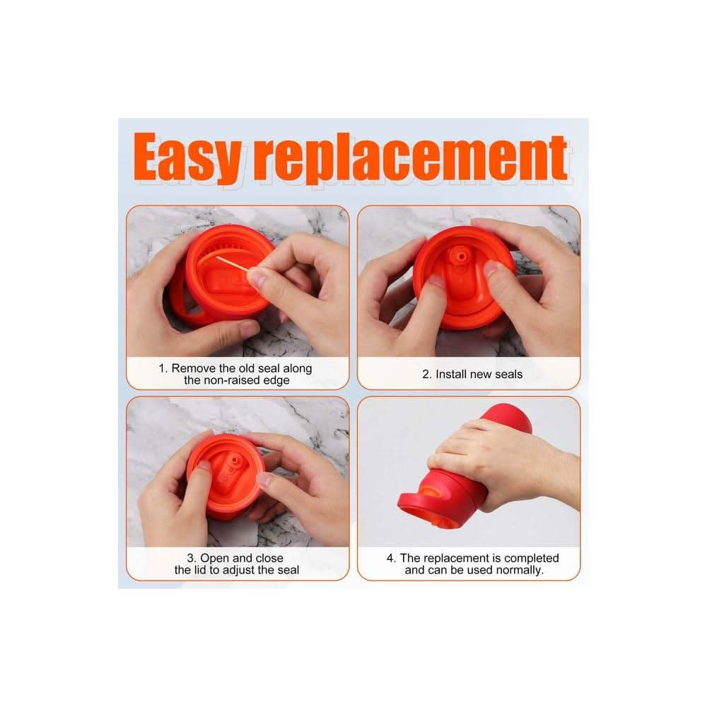 6pcs Replacement Gasket for Water Bottle Silicone BPA Free Lid Seal Rings Compatible with Gatorade Water Bottle Parts Replacement Gasket Water Bottle Accessories Orange - Whlsome - Grocery (Other)