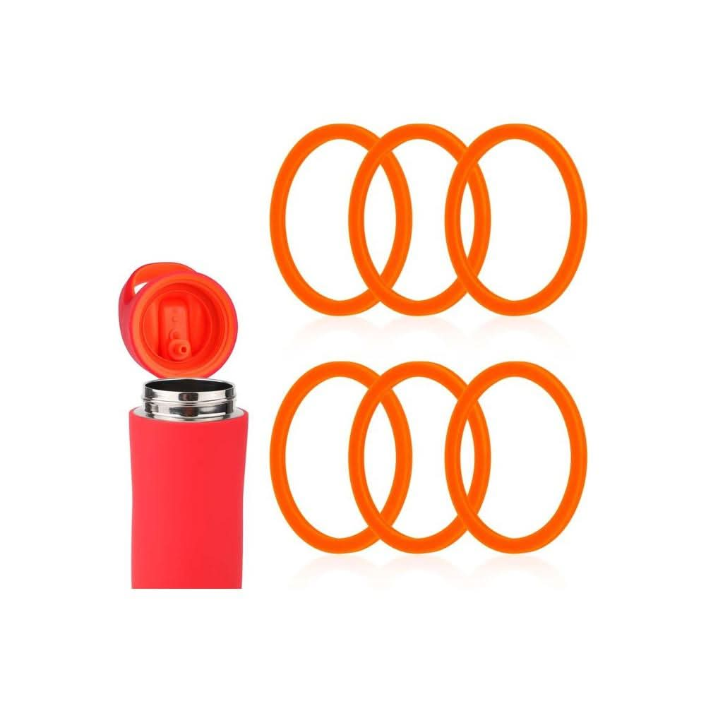 6pcs Replacement Gasket for Water Bottle Silicone BPA Free Lid Seal Rings Compatible with Gatorade Water Bottle Parts Replacement Gasket Water Bottle Accessories Orange - Whlsome - Grocery (Other)