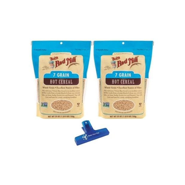 7 Grain Hot Cereal Bundle Includes Two 25 oz Resealable Bags of 7 Grain Hot Cereal Comes with Make Your Day Bag Clip - Whlsome - Cereal