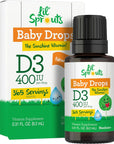 Carlyle Baby Vitamin D3 400 IU | Liquid Drops | .31oz (9.2 mL) | 1 Year Supply (365 Servings) | Vegetarian, Non-GMO, and Gluten Free Formula for Infants and Newborns | Lil' Sprouts