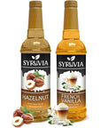 Syruvia Coffee Syrup Variety Pack  Hazelnut  French Vanilla GlutenFree Kosher 254 fl oz Bottles  Enhance Your Coffee Experience with Premium Flavoring Syrups