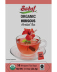 Sadaf Organic Hibiscus Tea  Organic Hibiscus Tea Bags  Ideal for Hot or Iced Tea  Té de Hibisco Orgánico  Kosher  18 Wrapped Tea Bags