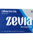 Zevia Zero Calorie Soda Caffeine Free Cola 12 fl oz Cans Pack of 6