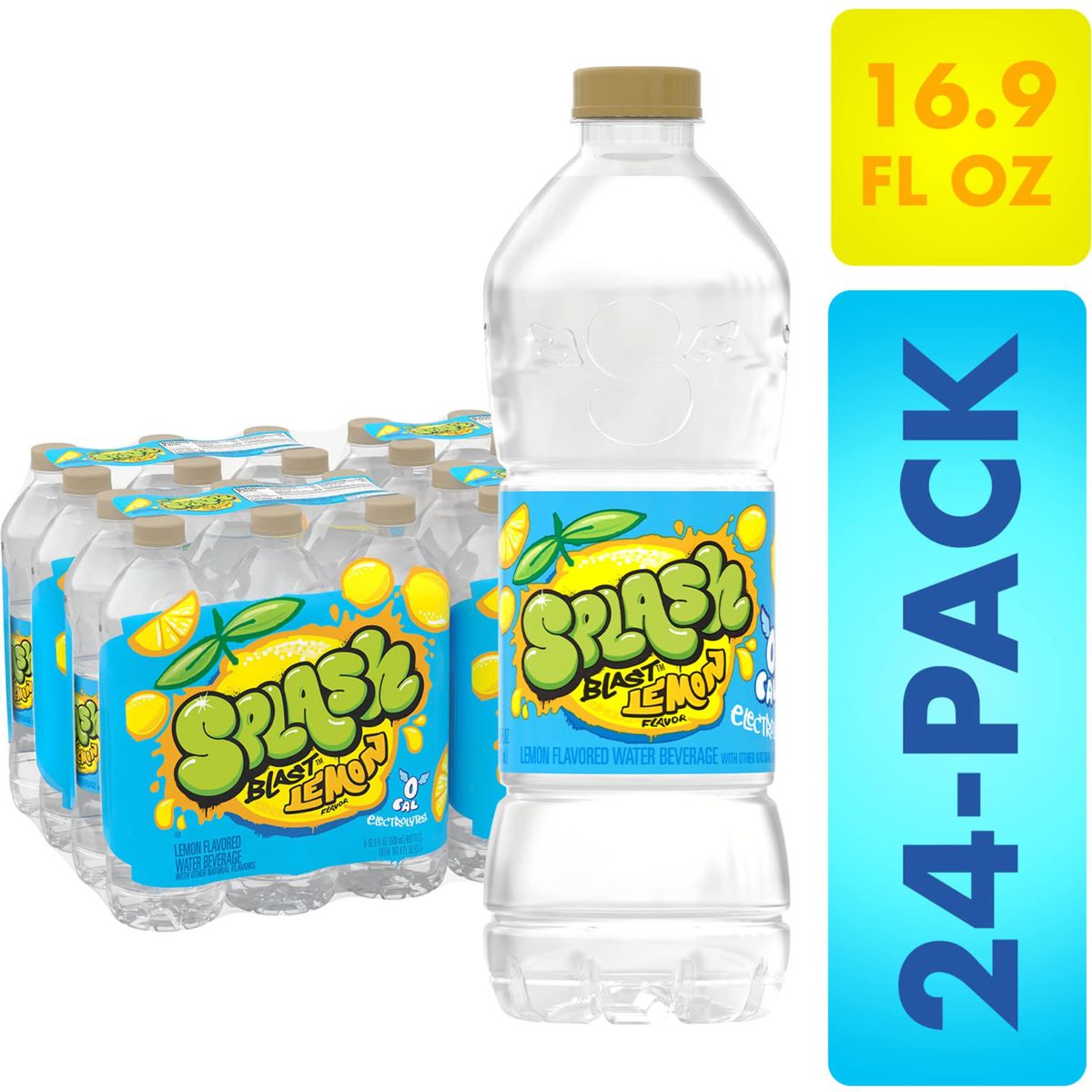 Splash Refresher Lemon Flavor Water Beverage 169 Fl Oz Plastic Bottles 24 Count