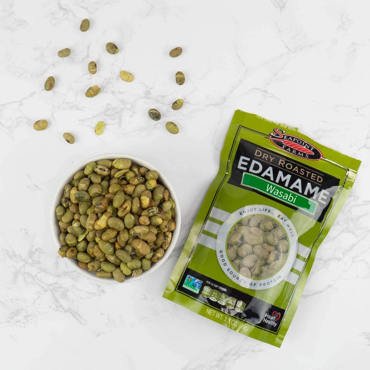 Seapoint Farms Wasabi Dry Roasted Edamame Healthy GlutenFree Snacks 12Pack 35 Ounce Pack of 12