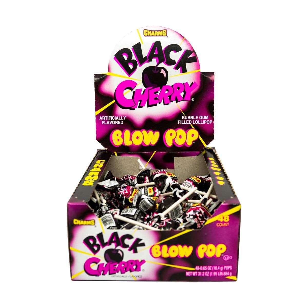 Charms Blow Pops Black Cherry Flavor 48Count Box 3888 Pack of 1