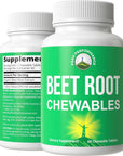 Beet Chews - Great Tasting Beets Chewables With No Added Sugar - Better Than Gummies. Contains Organic Beet Root Extract. Vegan, Zero Gluten Beetroot Total Supplement For Heart, Circulatory, BP