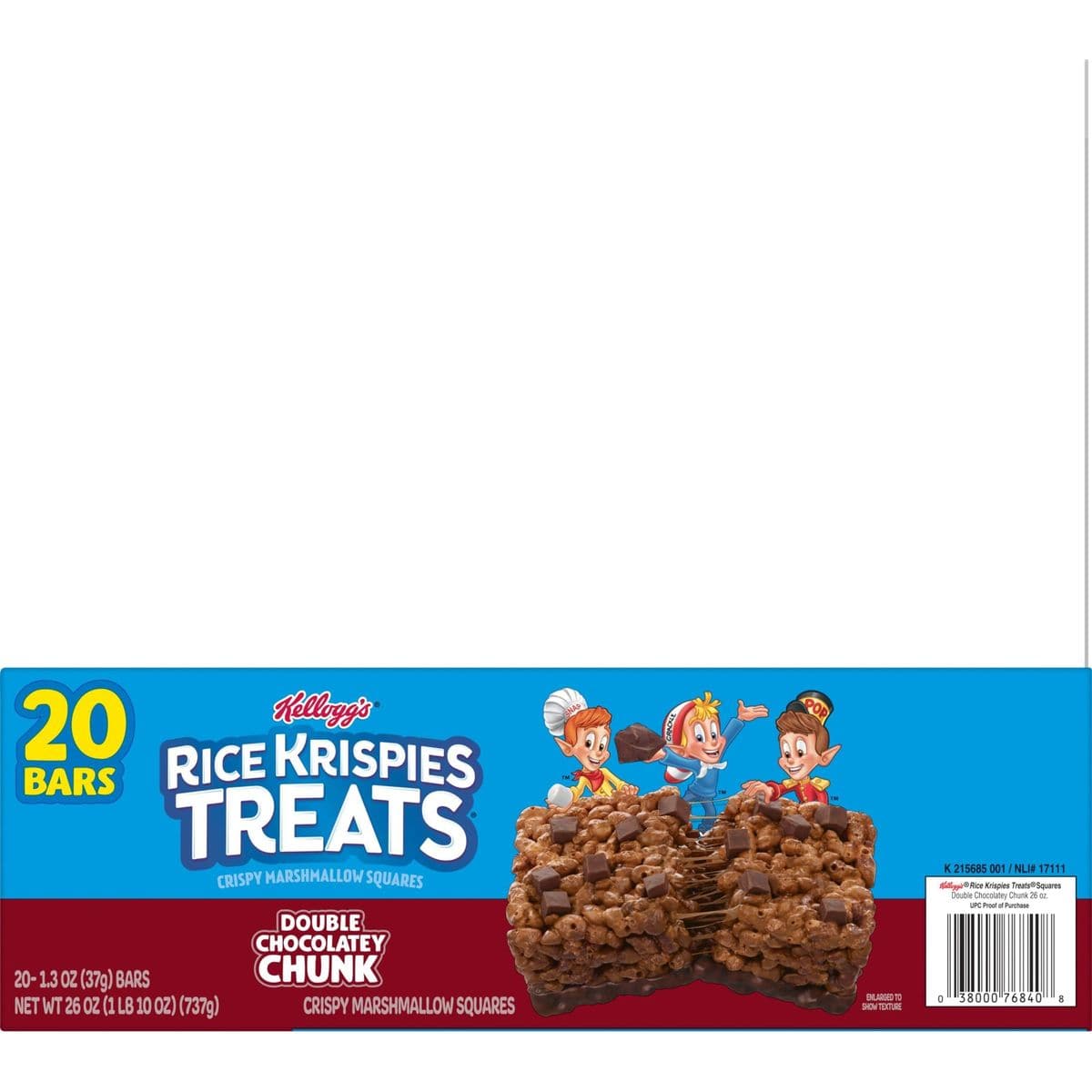 Rice Krispies Treats Marshmallow Snack Bars Kids Snacks School Lunch Double Chocolatey Chunk 26oz Box 20 Bars