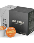 Java Works Coffee  Caramel Macchiato Flavored Coffee Single Serve Capsules  Compatible with Keurig KCup Brewers  24 count