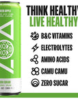 ZOA Zero Sugar Energy Drinks Green Apple  Sugar Free with Electrolytes Healthy Vitamin C Amino Acids Essential BVitamins and Caffeine from Green Tea  12 Fl Oz 12Pack