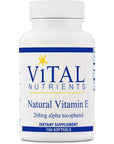 Vital Nutrients - Natural Vitamin E - Potent Antioxidant and Cardiovascular Support - 100 Softgels per Bottle - 268 mg Alpha-tocopherol