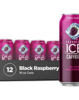 Sparkling Ice Caffeine Black Raspberry Sparkling Water with Antioxidants25mg and VitaminsE per can Zero Sugar 16 fl oz Cans Pack of 12