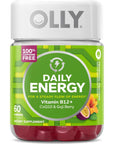 OLLY Daily Energy Gummy, Caffeine Free, Vitamin B12, CoQ10, Goji Berry, Adult Chewable Supplement, Tropical Flavor - 60 Count