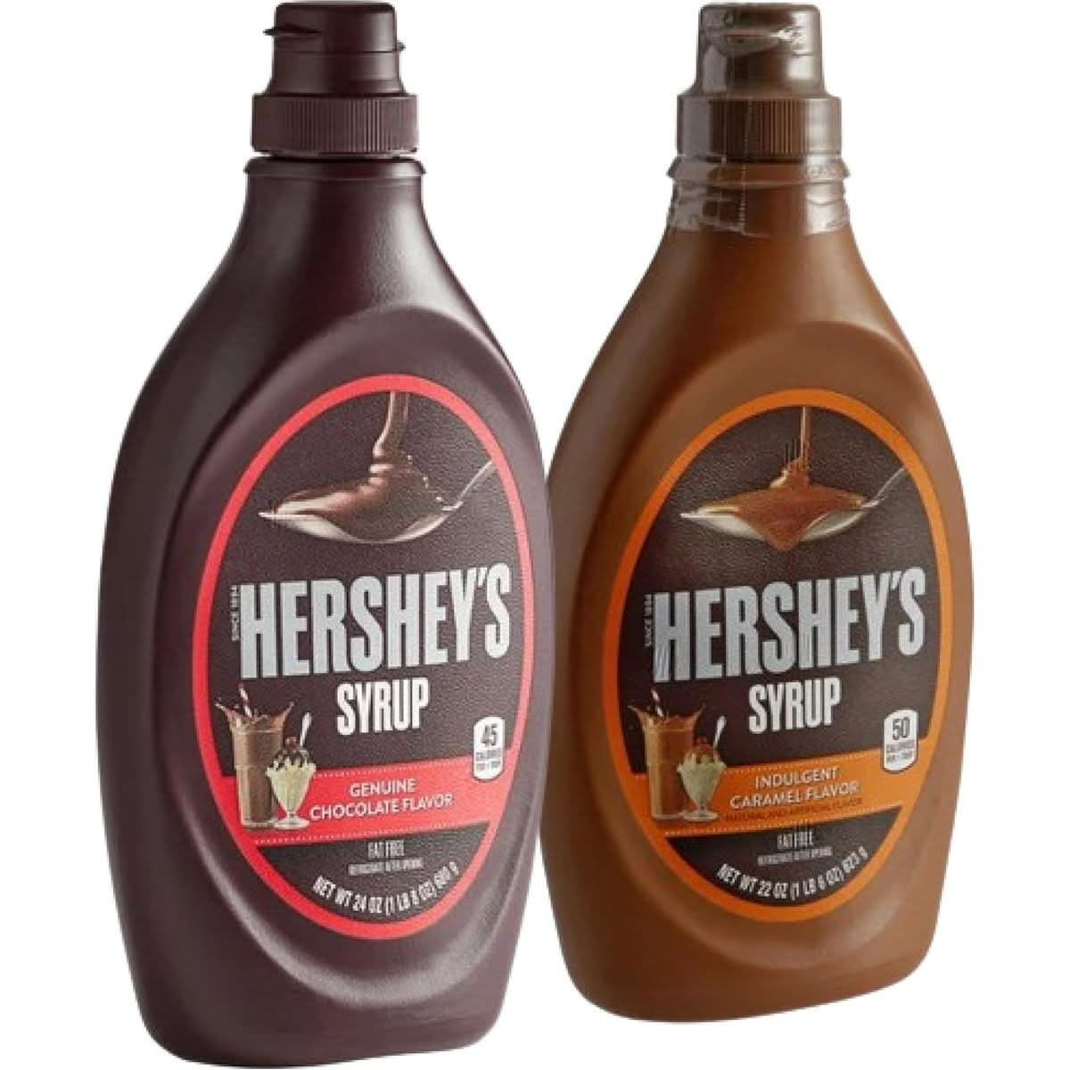 Bumpazie HERSHEYS 24 oz Chocolate Syrup with HERSHEYS 22 oz Caramel Syrup Bundle Pack