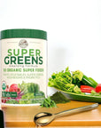 Super Greens Powder Drink Mix Natural Flavors 106 Oz with Moofin Golden SS Spoon  Organic Green Vibrance Powder Fruits Vegetables Mushrooms  Probiotics NutrientRich Easy Mix