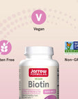 Jarrow Formulas Biotin 5000 mcg - 100 Veggie Capsules - Supplement Supports Skin & Hair Growth, Lipid Metabolism & Energy Production (ATP) - 100 Servings (Packaging May Vary)