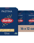 Barilla Pastina Pasta, 12 oz. Box (Pack of 16) - Non-GMO Pasta Made with Durum Wheat Semolina - Kosher Certified Pasta