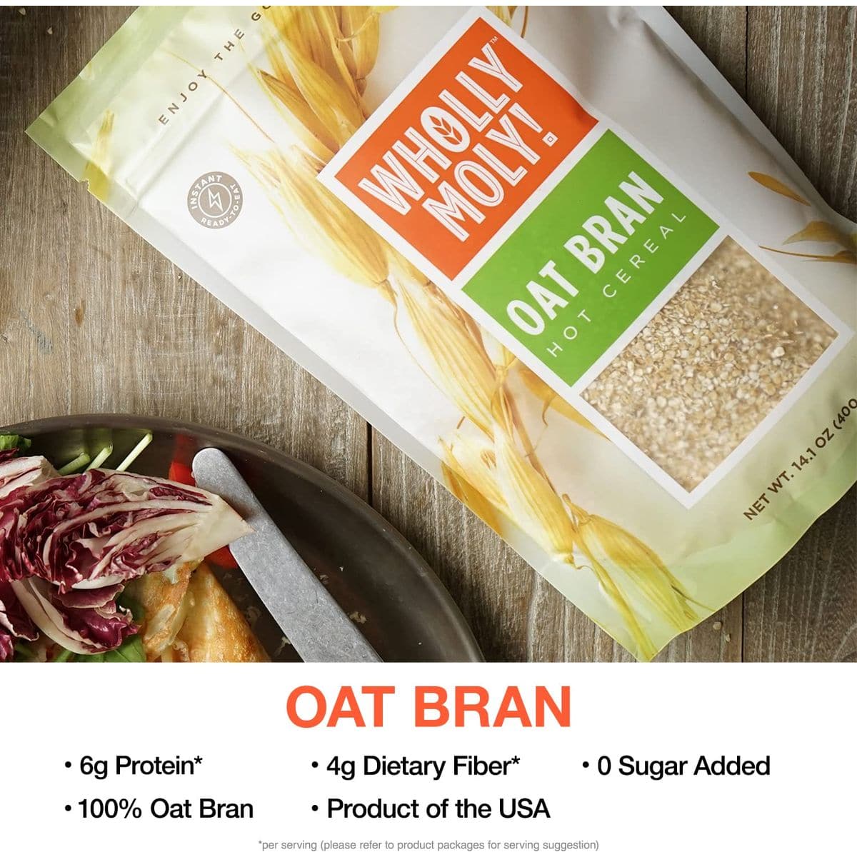 Wholly Moly Oat Bran Instant Oatmeal Original 400g1 Pack High Fiber No Sugar Added All Natural Vegan Friendly