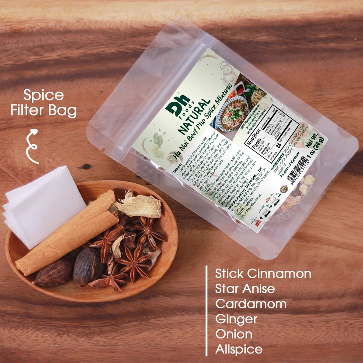 Dh Foods Pho seasoning packets  Pho Spice for soup base cooking  Beef soup seasoning  Comes with Pho spice filter bag  Pho hoa 3 packs