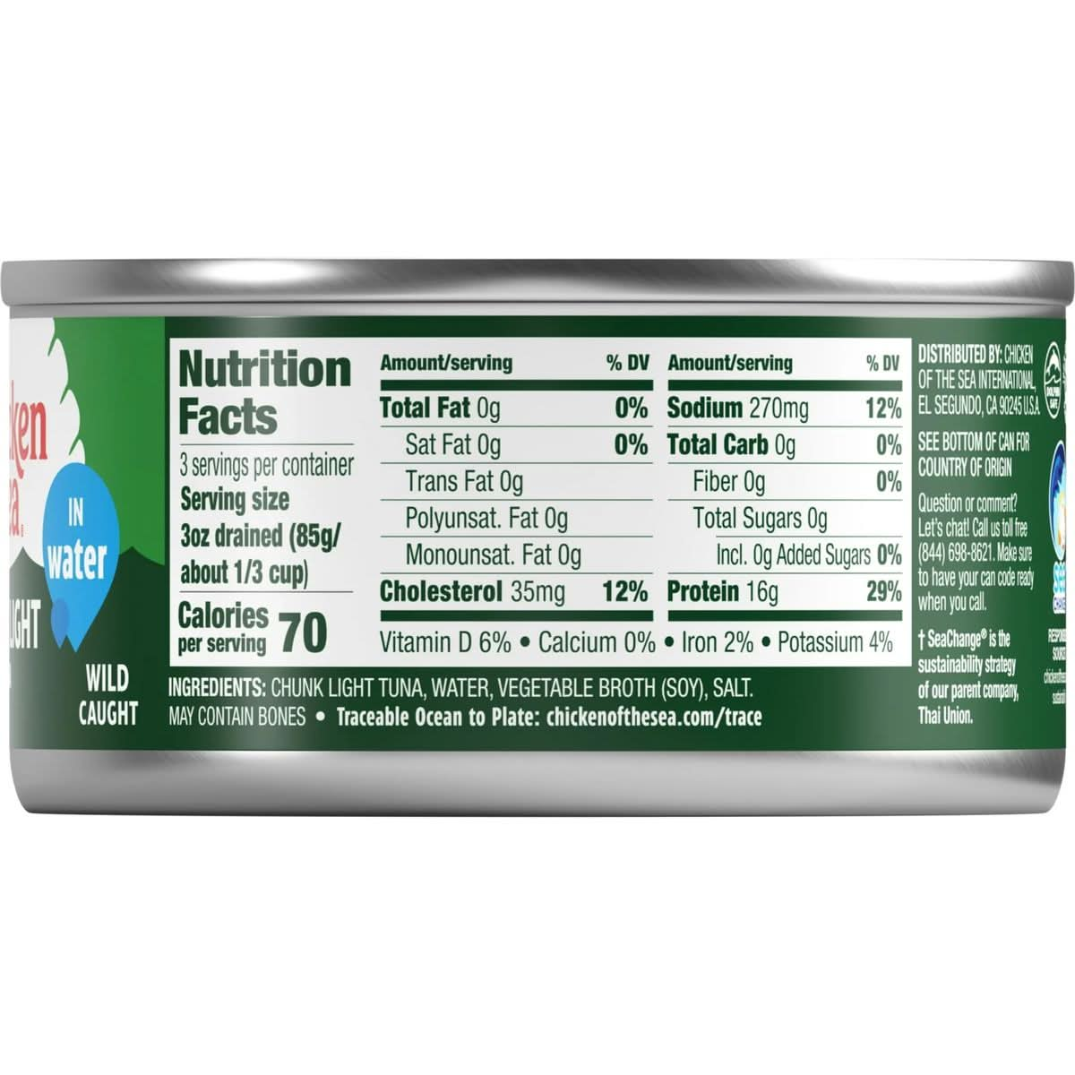 Chicken Of The Sea Chunk Light Tuna In Water 12 oz Can Pack of 6 with By The Cup Spatula Knife