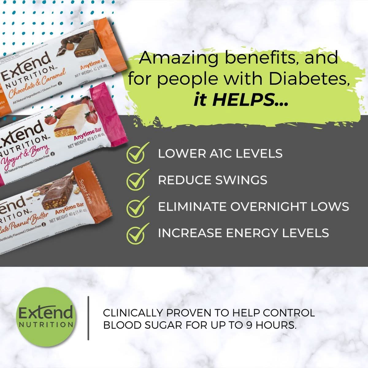 Extend Nutrition Sugar Free Protein Bars High Protein Bars for Hunger Control  Steady Energy Perfect Sugar Free Snacks for Diabetes Low Carb Keto Friendly 4 Great Flavors Variety Pack 12 Count