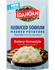 Idahoan Reduced Sodium Mashed Potatoes Buttery Homestyle 4 Ounce Pack of 12