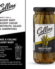 Collins Gourmet Pickled Green Beans for Cocktails  Premium Condiment Garnish for Cocktails Bloody Mary Condiments or Salads 12oz