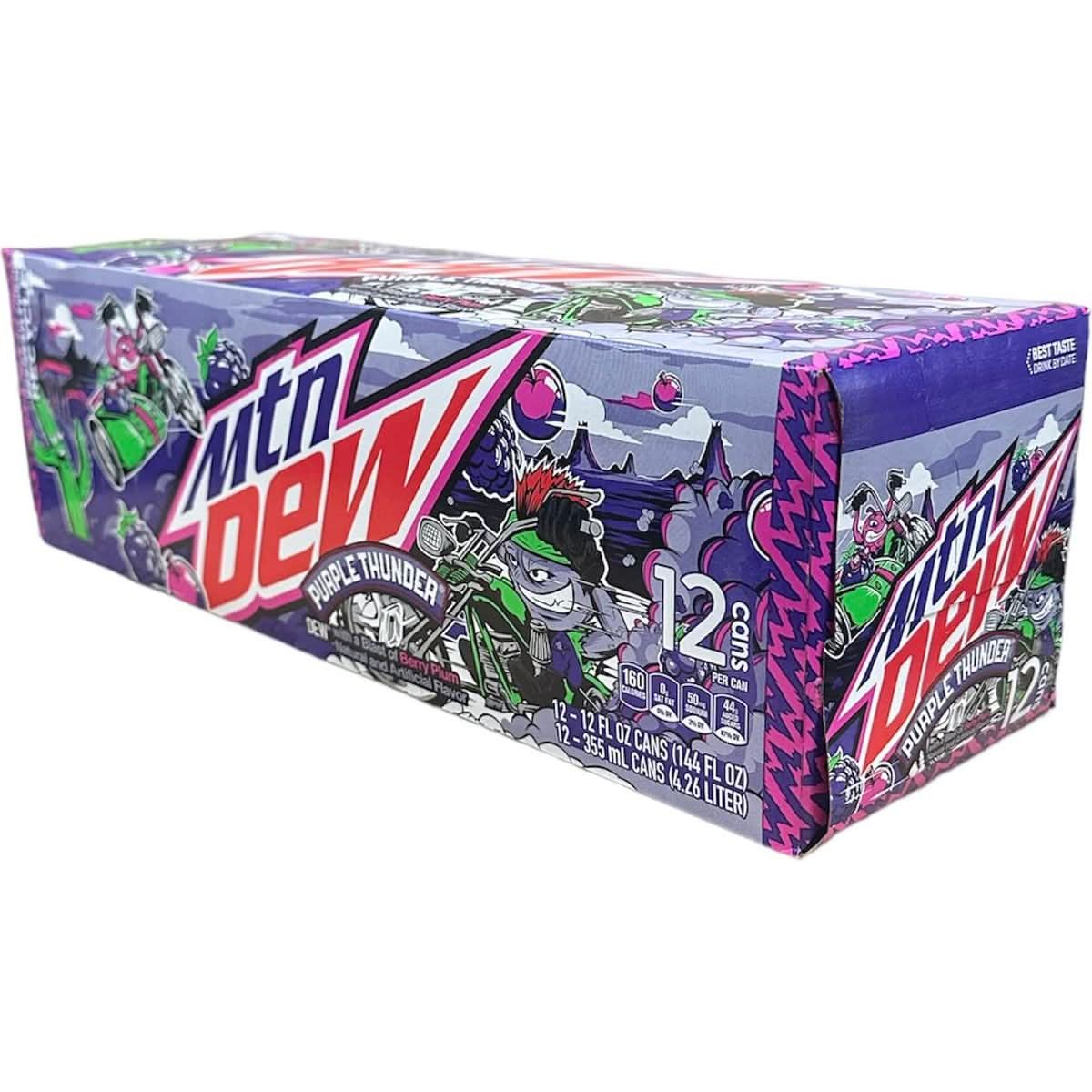 Mountain Dew Purple Thunder Berry Plum  Munchie Box Stash Pack of 12 12 Oz Cans Regular