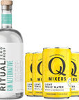 Ritual Zero NonAlcoholic Gin Alternative with 5 Pack of Q Mixers Light Tonic Water for your favorite AlcoholFree Mixed Drink