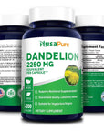 NusaPure Dandelion Root Extract 2,250mg 200 Veggie Capsules (Non-GMO, Extract 5:1 & Gluten Free)