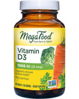 MegaFood Vitamin D3 1000 IU (25 mcg) - Immune Support Supplement - Bone Health - With easily-absorbed Vitamin D3 - Plus real food - Non-GMO, Vegetarian - Made Without 9 Food Allergens - 90 Tabs