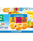 Dole Fruit Bowls No Sugar Added Variety Pack Snacks Peaches Mandarin Oranges  Cherry Mixed Fruit 4oz 12 Cups Gluten  Dairy Free Bulk Lunch Snacks for Kids  Adults