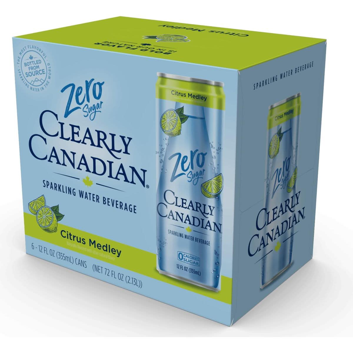 Clearly Canadian Zero Sugar Citrus Medley Sparkling Water Beverage Zero Sugar  Zero Calories 1 Case 24 cans x 12 fl oz