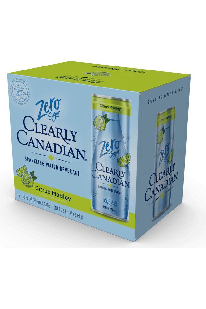 Clearly Canadian Zero Sugar Citrus Medley Sparkling Water Beverage Zero Sugar  Zero Calories 1 Case 24 cans x 12 fl oz