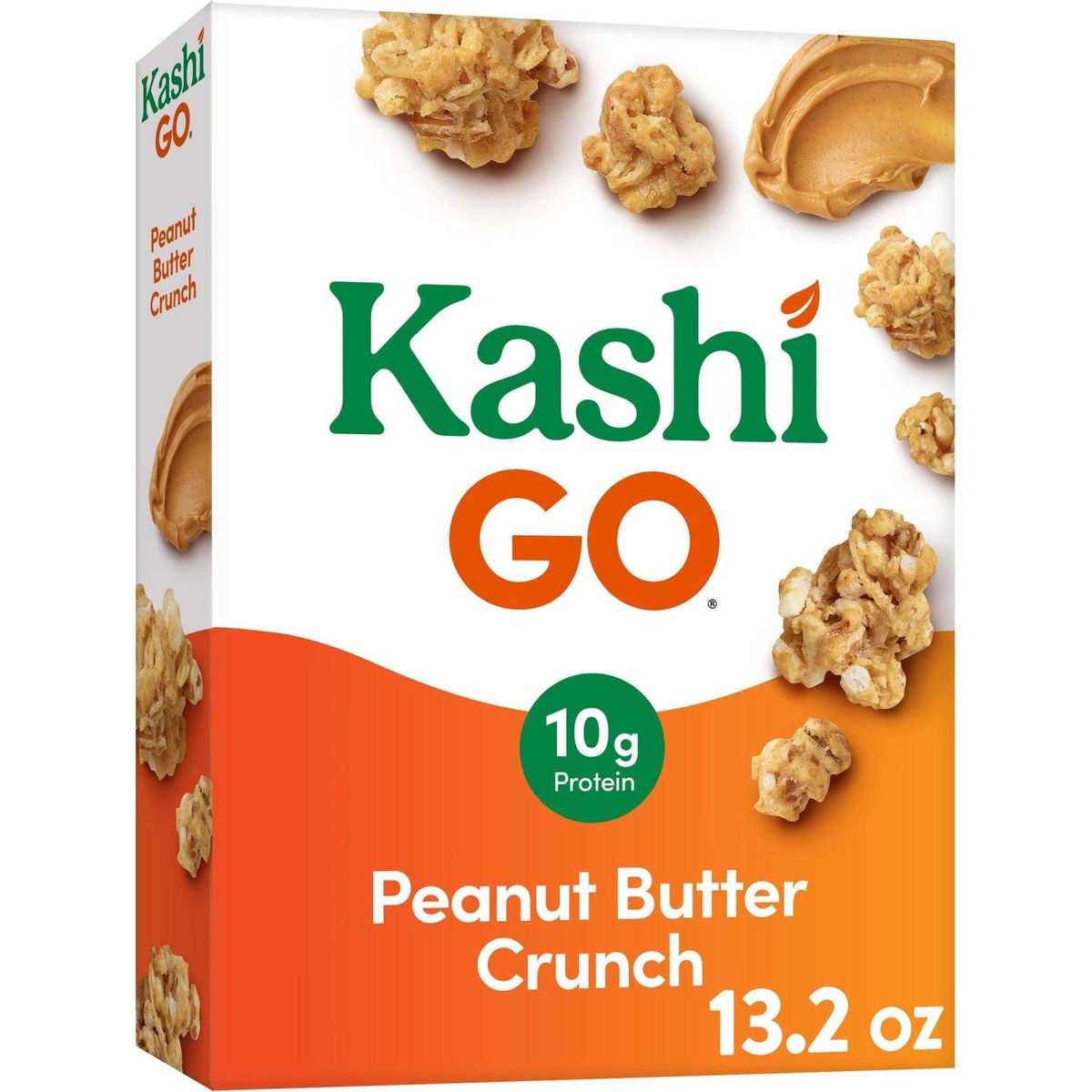 Kashi GO Cold Breakfast Cereal, Vegan Protein, Fiber Cereal, Peanut Butter Crunch, 13.2oz Box (1 Box)