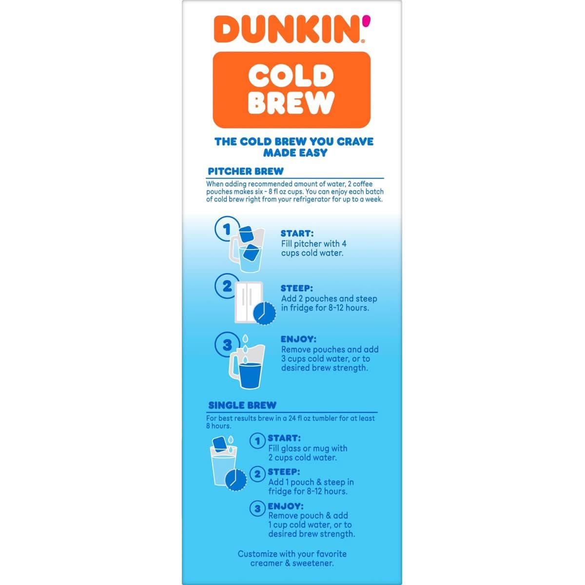 Dunkin Cold Brew Ground Coffee Packs 846 Ounces Pack of 6