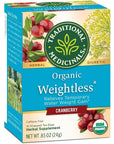 Traditional Medicinals Organic Weightless Cranberry Herbal Tea Relieves Temporary Water Weight Gain Pack of 1  16 Tea Bags