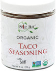 Organic Taco Seasoning Mix by Spice Hut, with Salt, Southwestern Mexican Seasoning for Cooking Carne Asada, Beef, Taco, Burrito / Especias Orgánicas Para Taco / All-Natural, Kosher, Vegan - 4oz Jar